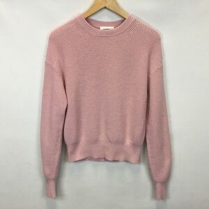 Aritzia Wilfred Manila Wool Blend Crew Neck Knit Sweater Pink Size XS